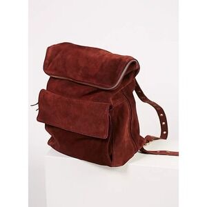 Free People Rockaway‎ Mahogany Suede Leather Backpack
